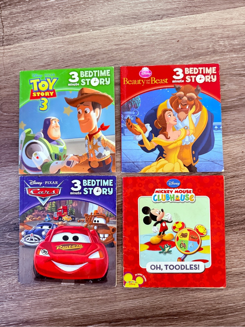 Disney Childrens Book Lot of 4 Toy Story 3 Cars Beauty & the Beast Mickey Mouse